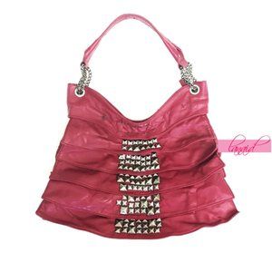 Matt And Nat Cleo Nappa Studded Bag Magenta Large Faux Leather Edgy Recycled